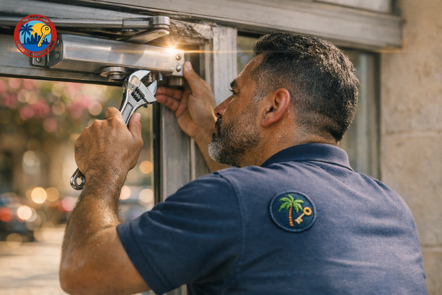 How We Replaced a Broken LCN Door Closer on a Coral Gables Law Firm's Front Entry — and Why the Frame Was the Real Problem