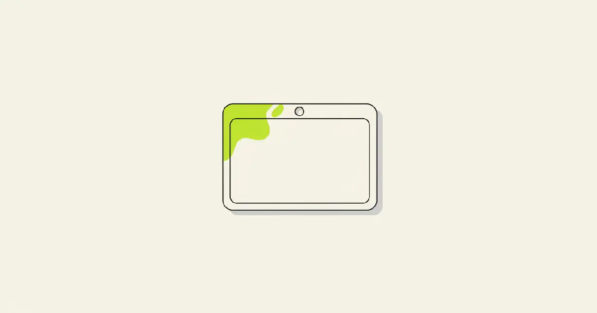 An illustration of a blank name badge clipped to a lanyard, resting on a plain desk, standing for the identity of the person behind a web page.