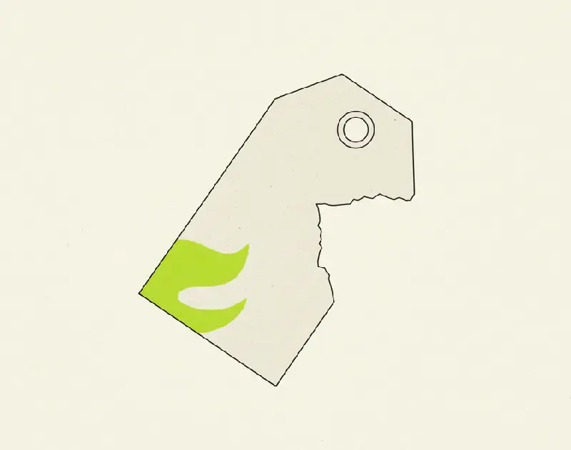 An illustration of a single paper price tag on a string with most of it cut away, standing for a cheaper AI model that claims near top-tier performance.